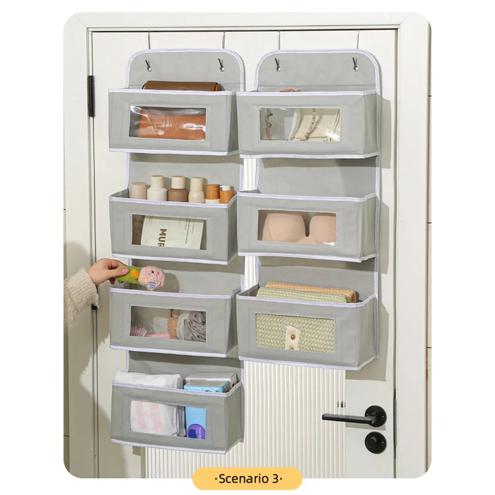 Over Door Hanging Organizer 3 Tier Storage Bag with Clear Window Fabric Holder for Toys Miscellaneous Items - Yellow - 5