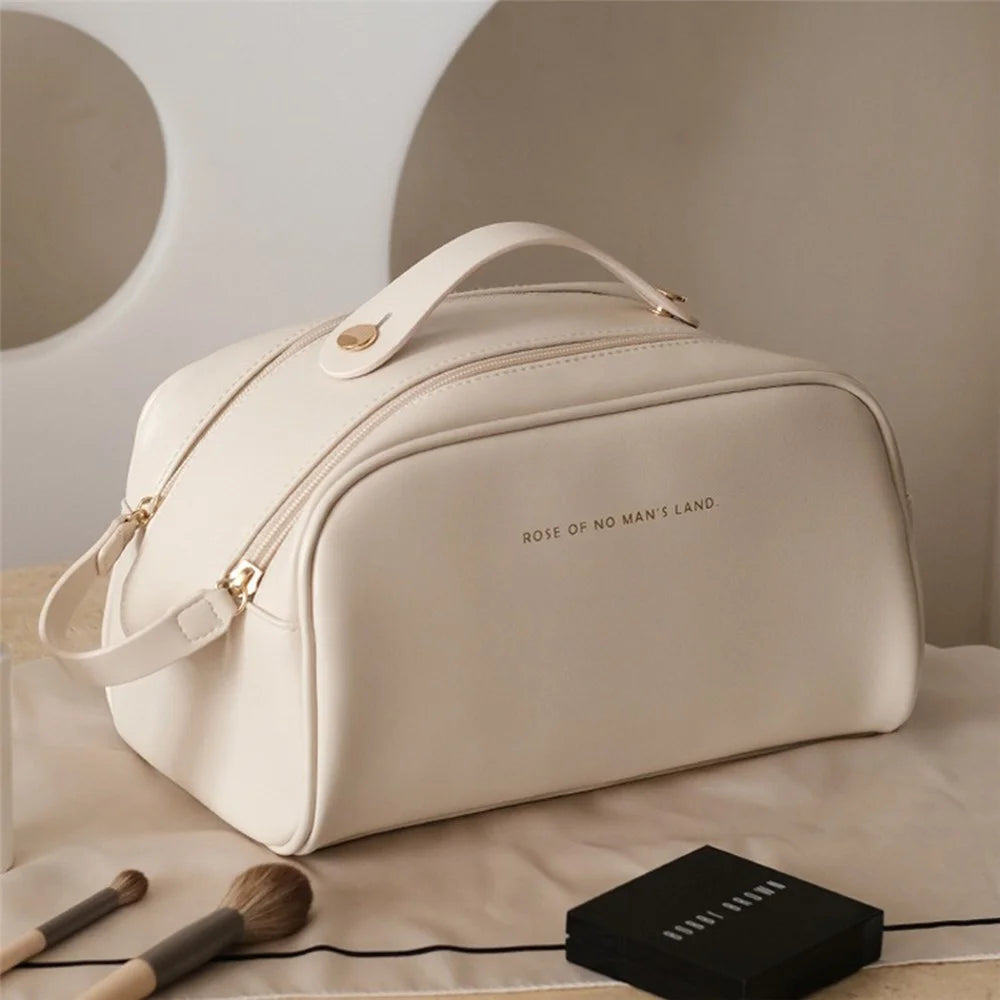 Double Zipper Travel Duffle Bag Large Capacity Portable Flight Pillow Bag Waterproof Storage Organizer - Apricot - 2