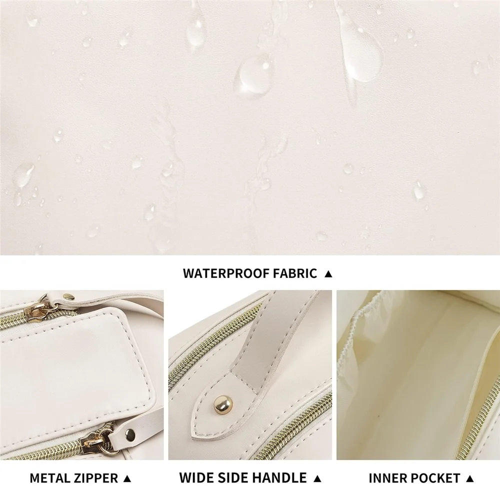 Double Zipper Travel Duffle Bag Large Capacity Portable Flight Pillow Bag Waterproof Storage Organizer - Apricot - 5