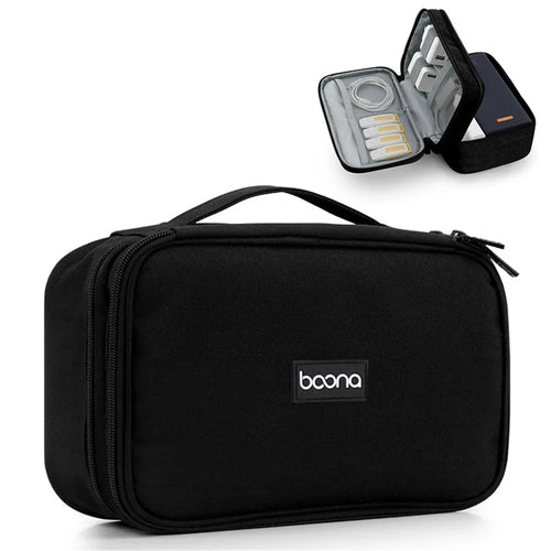 BAONA BN-B010 Large Size Digital Accessories Carrying Zipper Bag Water Resistant Data Cable Power Bank Organizer Case Phone Storage Bag - Black - 1