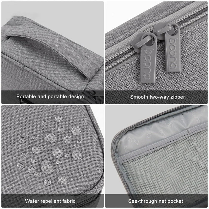BAONA BN-B010 Large Size Digital Accessories Carrying Zipper Bag Water Resistant Data Cable Power Bank Organizer Case Phone Storage Bag - Black - 3