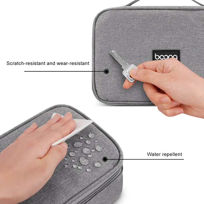 BAONA BN-B010 Large Size Digital Accessories Carrying Zipper Bag Water Resistant Data Cable Power Bank Organizer Case Phone Storage Bag - Black - 4