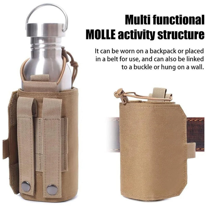 Adjustable Nylon MOLLE Waist Water Bottle Holder for Running Cycling Outdoor Kettle Carrier - Khaki - 5