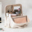 Travel Makeup Bag Large Capacity Waterproof PU Cosmetic Storage Bag with Mirror - White - 3