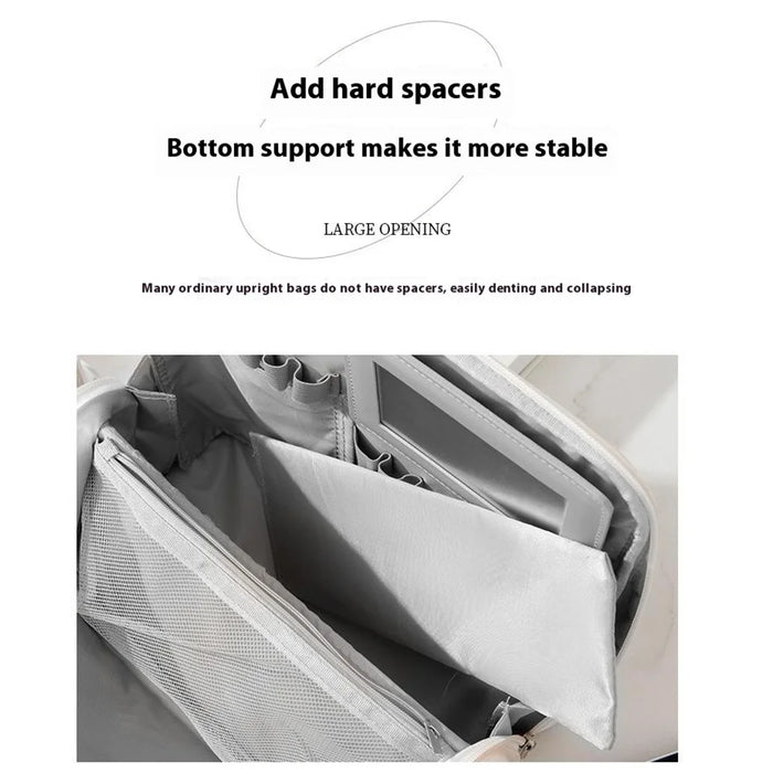 Travel Makeup Bag Large Capacity Waterproof PU Cosmetic Storage Bag with Mirror - White - 7