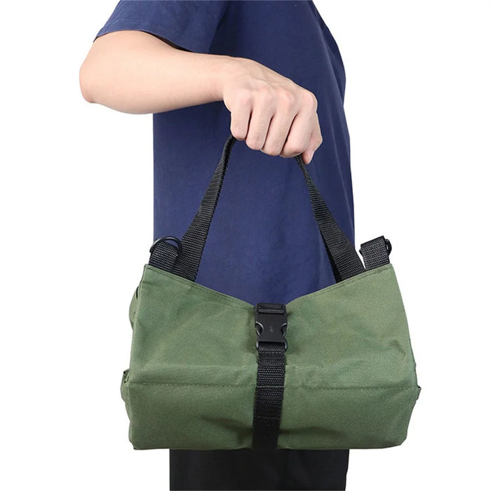Portable Foldable Tool Bag Oxford Fabric Woodworking Electrician Auto Repair Tools 5 Compartment Organizer Pouch - Green - 4