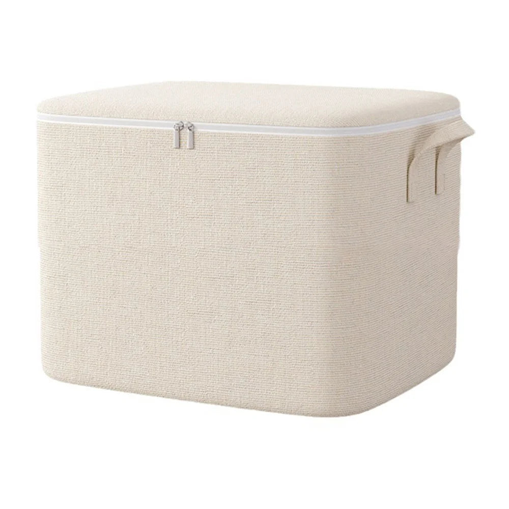 Size S Cotton Linen Storage Bag with Dual Handles for Bedroom Organization Moving Packing, 35 x 25 x 20cm - 1