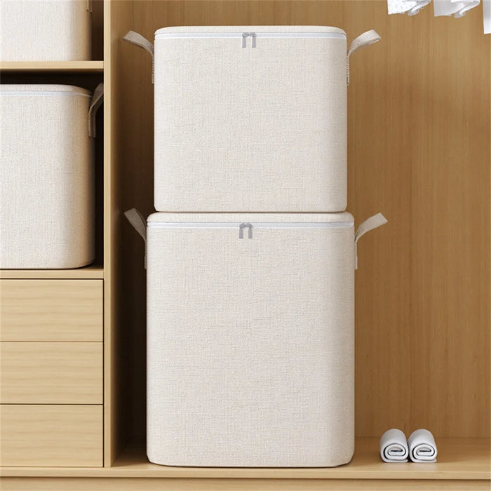 Size S Cotton Linen Storage Bag with Dual Handles for Bedroom Organization Moving Packing, 35 x 25 x 20cm - 7