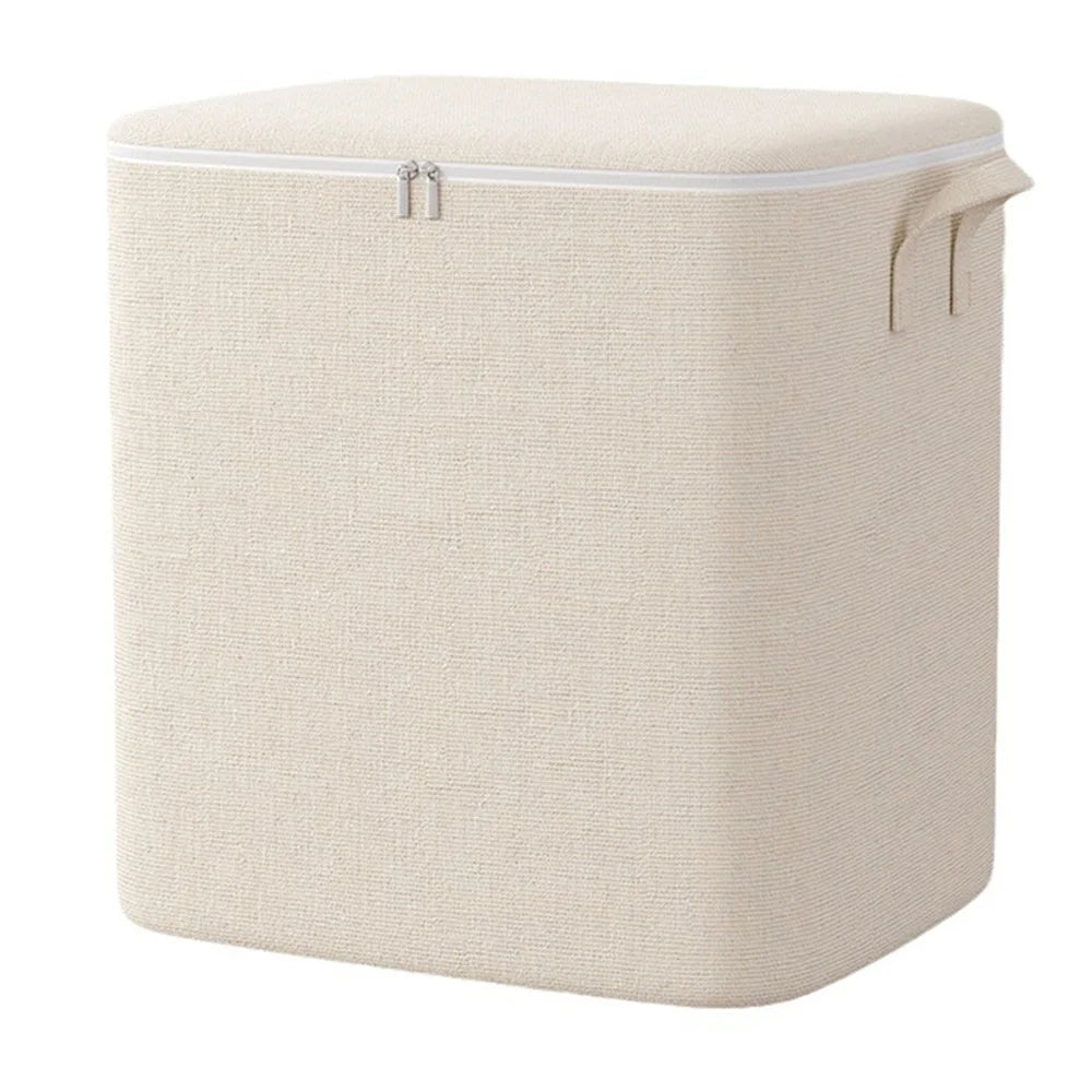 Size M Cotton Linen Storage Bag with Dual Handles for Bedroom Organization Moving Packing, 50 x 40 x 50cm - 1