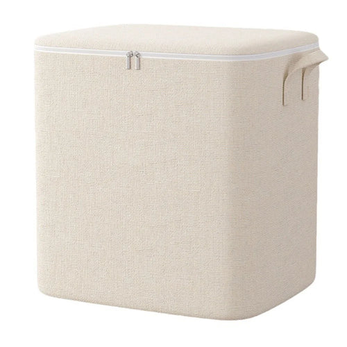 Size M Cotton Linen Storage Bag with Dual Handles for Bedroom Organization Moving Packing, 50 x 40 x 50cm - 1