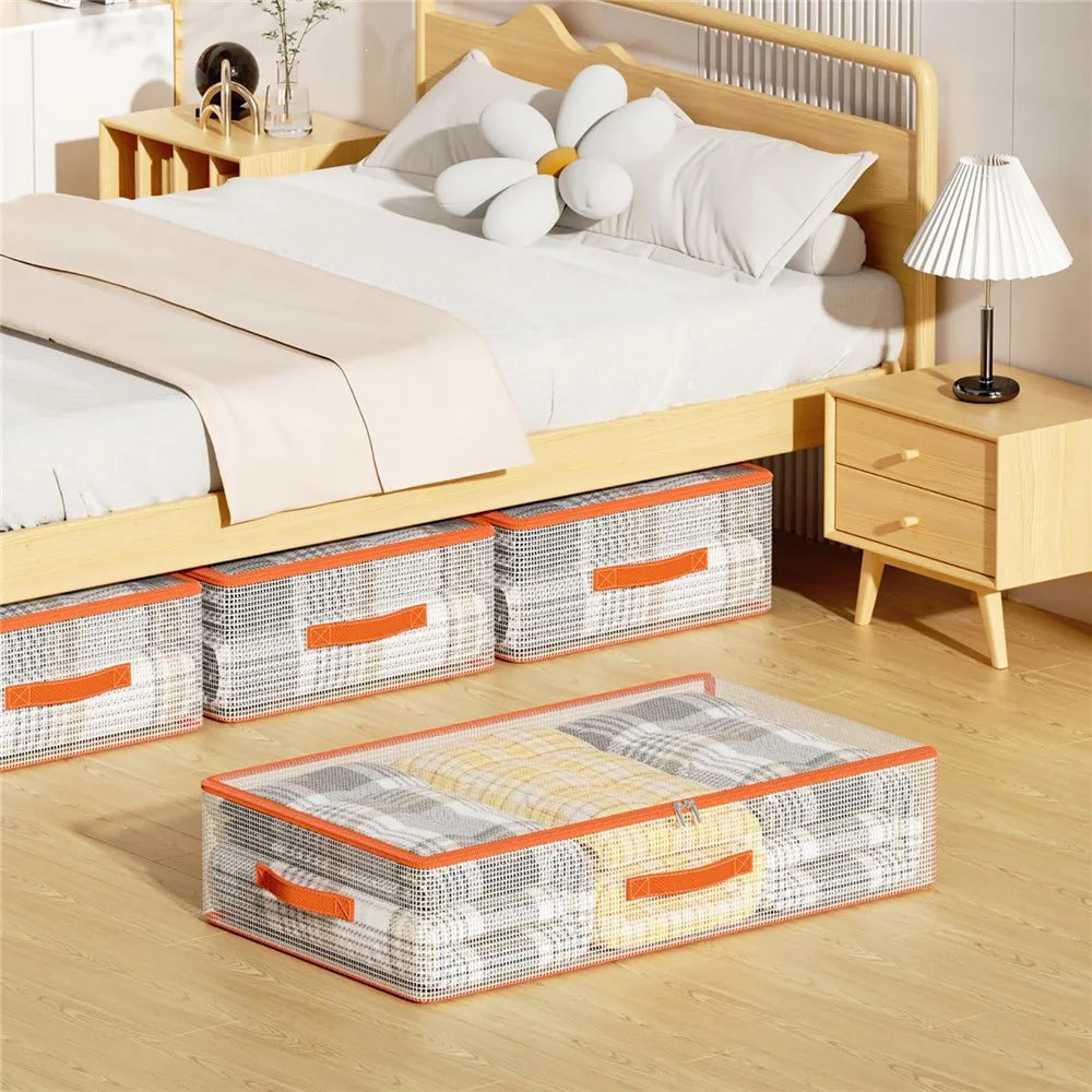 80 x 47 x 15cm Under Bed Storage Bag PVC Clear Organizer for Clothes Bedding Toys Dust-Proof - 2