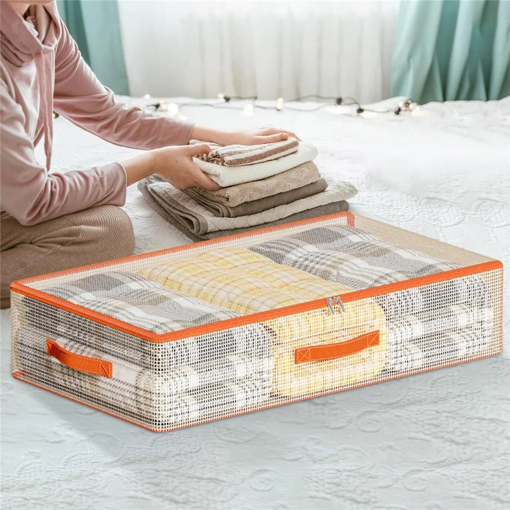 80 x 47 x 15cm Under Bed Storage Bag PVC Clear Organizer for Clothes Bedding Toys Dust-Proof - 4
