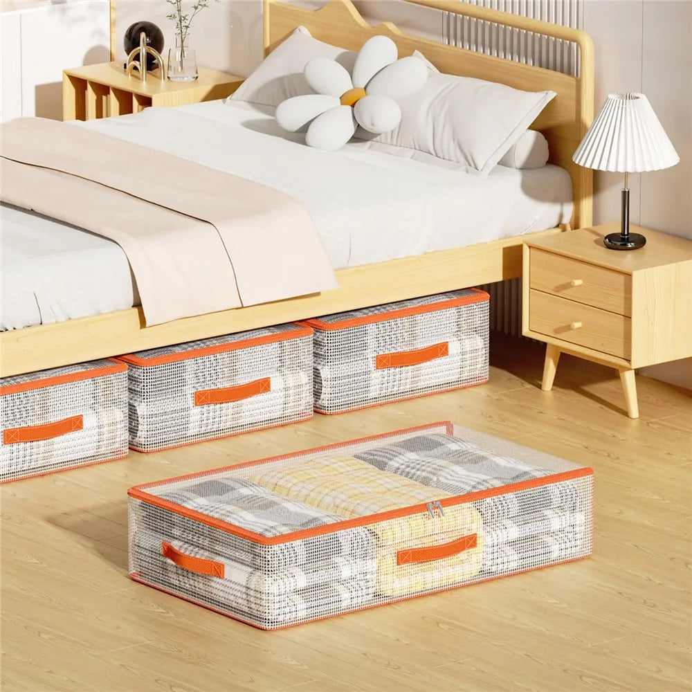 80 x 47 x 18cm Under Bed Storage Bag PVC Clear Organizer for Clothes Bedding Toys Dust-Proof - 2