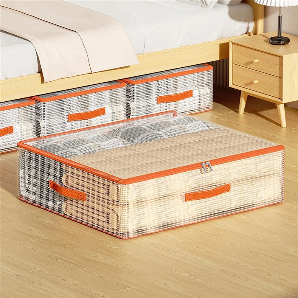 80 x 69 x 20cm Under Bed Storage Bag PVC Clear Organizer for Clothes Bedding Toys Dust-Proof - 2