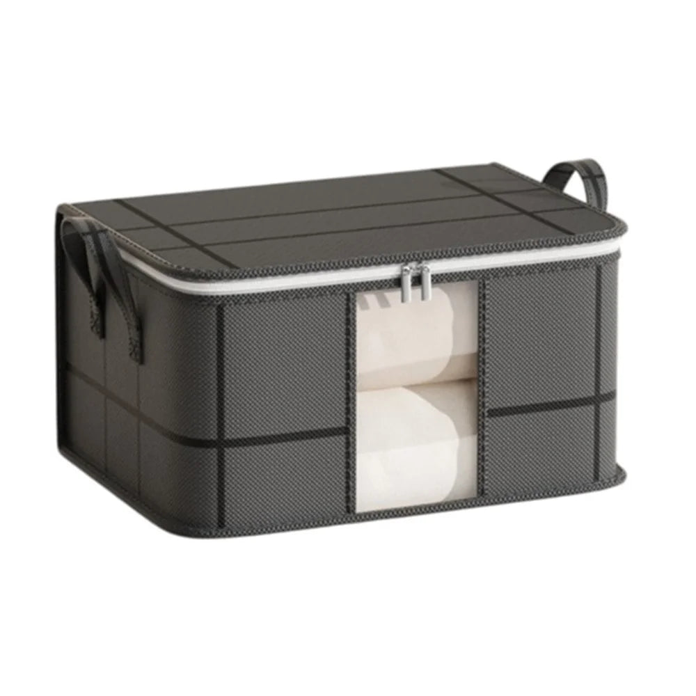 35 x 25 x 20cm Quilt Storage Bag Double Zipper Visible Window Clothes Container with Handle - 1