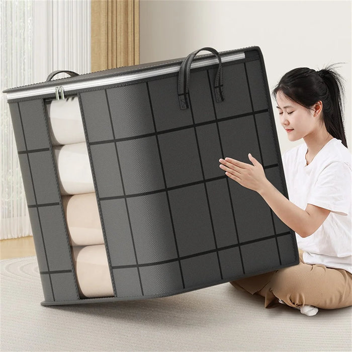 35 x 25 x 20cm Quilt Storage Bag Double Zipper Visible Window Clothes Container with Handle - 5