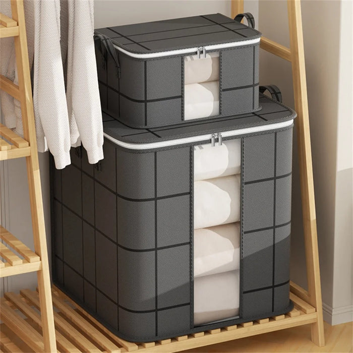 35 x 25 x 20cm Quilt Storage Bag Double Zipper Visible Window Clothes Container with Handle - 6