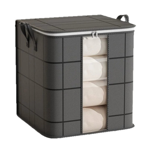 48 x 44 x 48cm Quilt Storage Bag Double Zipper Visible Window Clothes Container with Handle - 1