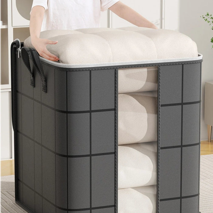 48 x 44 x 48cm Quilt Storage Bag Double Zipper Visible Window Clothes Container with Handle - 2