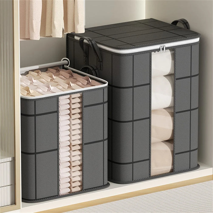 48 x 44 x 48cm Quilt Storage Bag Double Zipper Visible Window Clothes Container with Handle - 3
