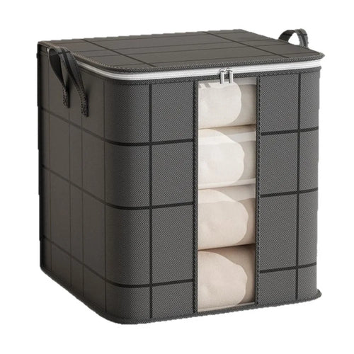 52 x 50 x 54cm Quilt Storage Bag Double Zipper Visible Window Clothes Container with Handle - 1