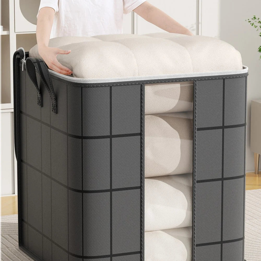 52 x 50 x 54cm Quilt Storage Bag Double Zipper Visible Window Clothes Container with Handle - 2