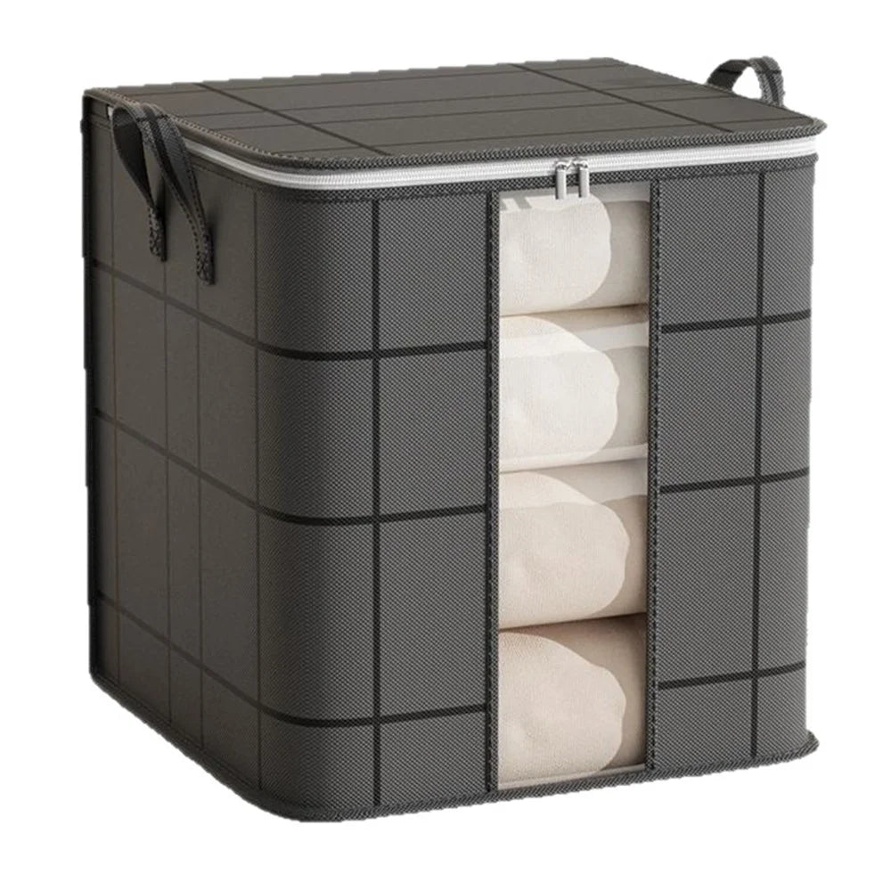 50 x 61 x 71cm Quilt Storage Bag Double Zipper Visible Window Clothes Container with Handle - 1