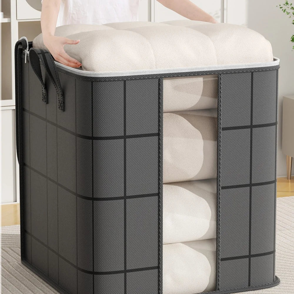 50 x 61 x 71cm Quilt Storage Bag Double Zipper Visible Window Clothes Container with Handle - 2