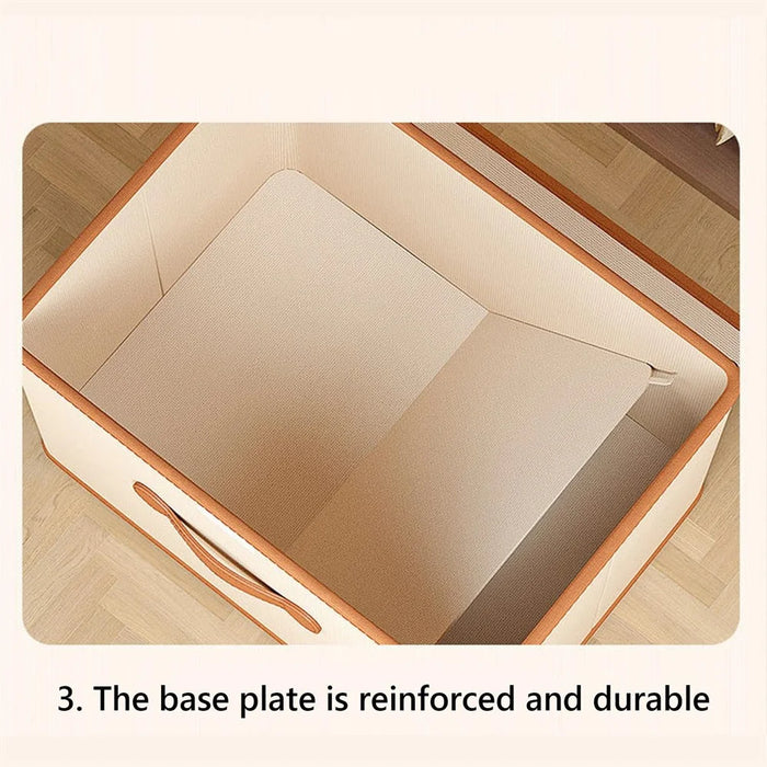 45 x 35 x 25cm Folding Storage Box with Lid Non-Woven Fabric Clothes Organizer, Beige - 5