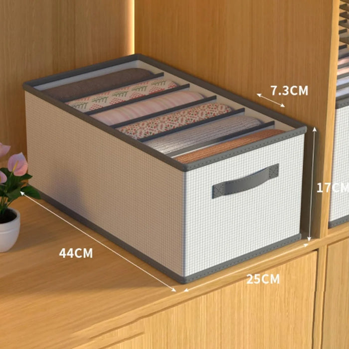 6 Grids Storage Bins Uncovered Organizer Container Foldable Bedroom Clothes Storage Box for Wardrobe Desktop, 44 x 25 x 17cm - 6