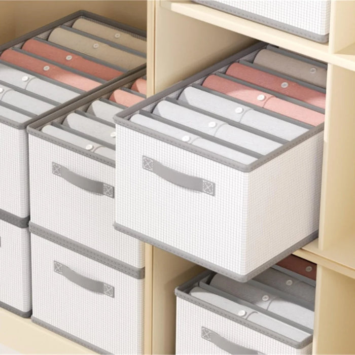 9 Grids Storage Bins Uncovered Organizer Container Foldable Bedroom Clothes Storage Box for Wardrobe Desktop, 44 x 25 x 17cm - 5