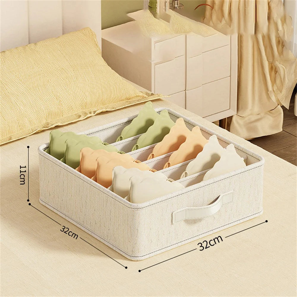 6 Compartments Drawer Storage Box for Bedroom Space Saving Foldable Underwear Organizer, 32 x 32 x 11cm - 6