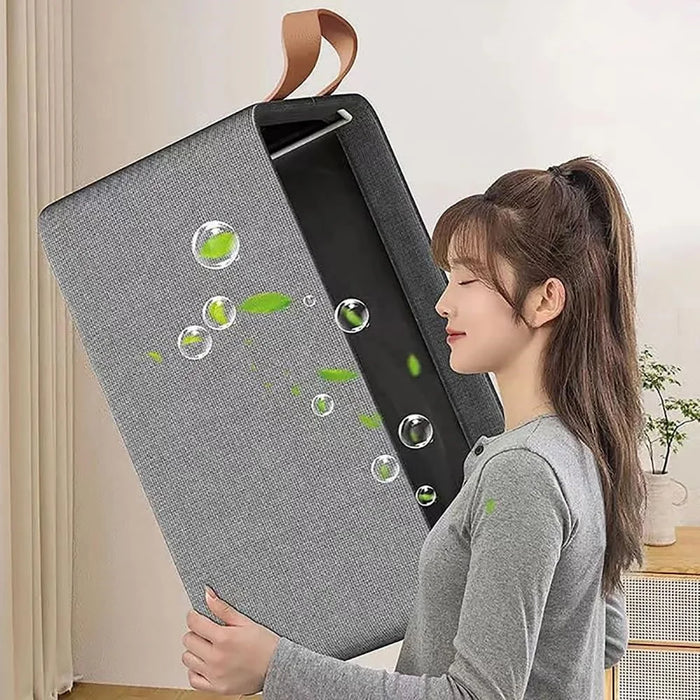 Foldable Clothes Storage Box with Transparent Lid Cationic Fabric Wardrobe Organizer for Pants Shirts - Grey - 2