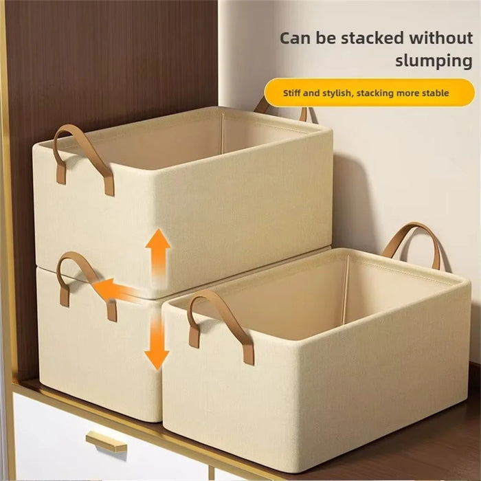 Household Non Woven Fabric Clothes Organizer Pants Storage Box Cabinet Drawer Organizer with Dual Handles - Beige - 7