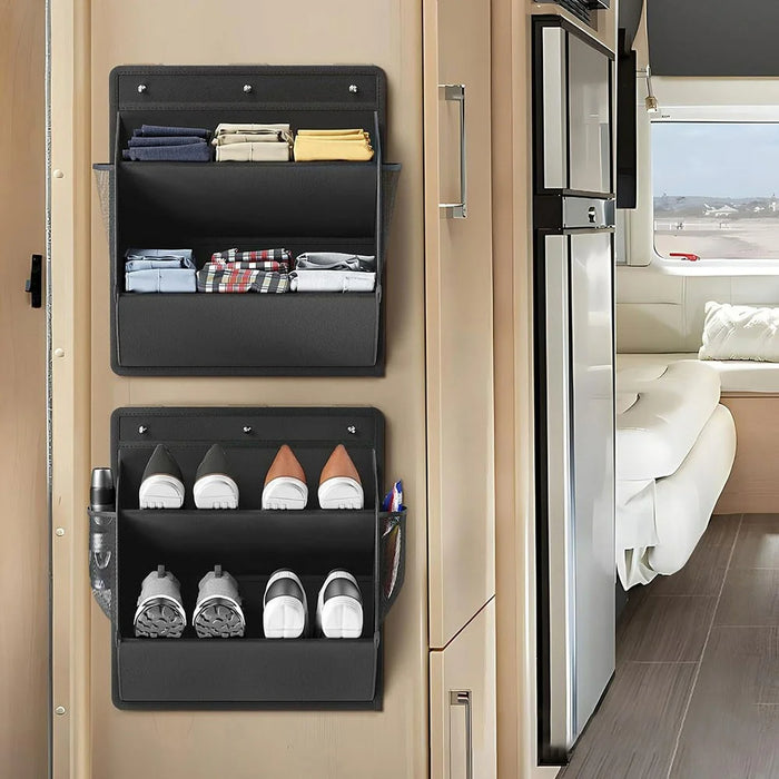 Hanging Shoe Organizer Multi-Purpose Storage Bag Wall Mount Rack for Home / RV / Dorm - Grey - 4