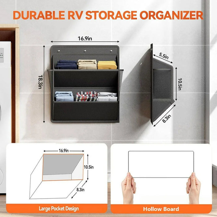 Hanging Shoe Organizer Multi-Purpose Storage Bag Wall Mount Rack for Home / RV / Dorm - Grey - 6