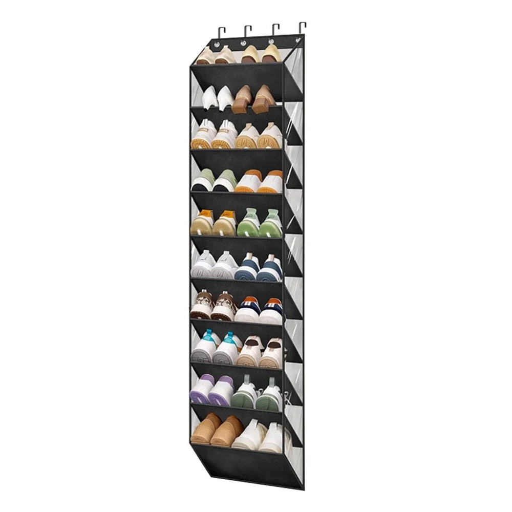 Shoes Hanging Organizer 10 Tier Multi-Functional Closet Storage Bag for Home - Black - 1
