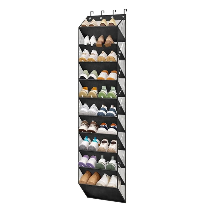 Shoes Hanging Organizer 10 Tier Multi-Functional Closet Storage Bag for Home - Black - 1