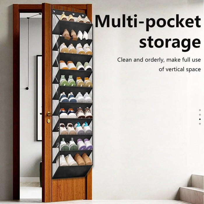 Shoes Hanging Organizer 10 Tier Multi-Functional Closet Storage Bag for Home - Black - 2