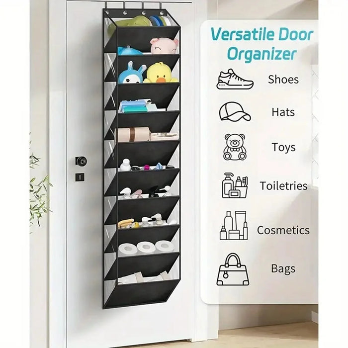 Shoes Hanging Organizer 10 Tier Multi-Functional Closet Storage Bag for Home - Black - 4