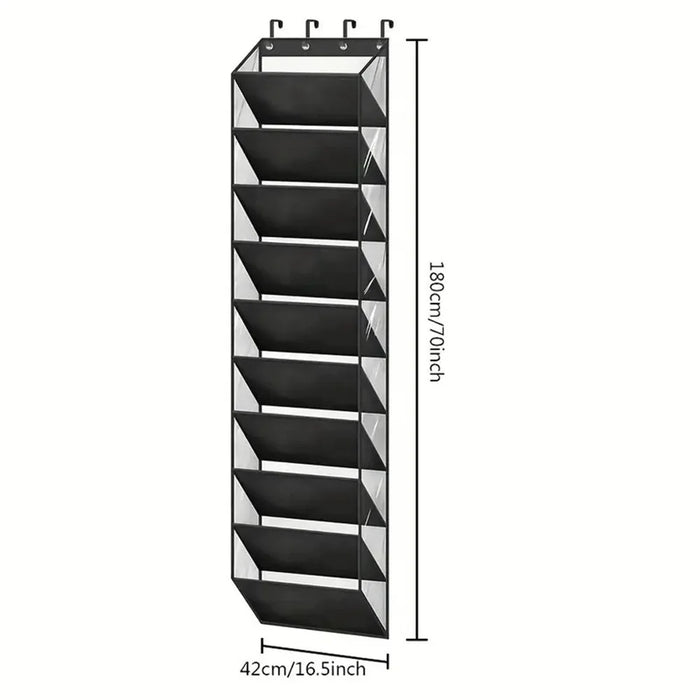 Shoes Hanging Organizer 10 Tier Multi-Functional Closet Storage Bag for Home - Black - 7