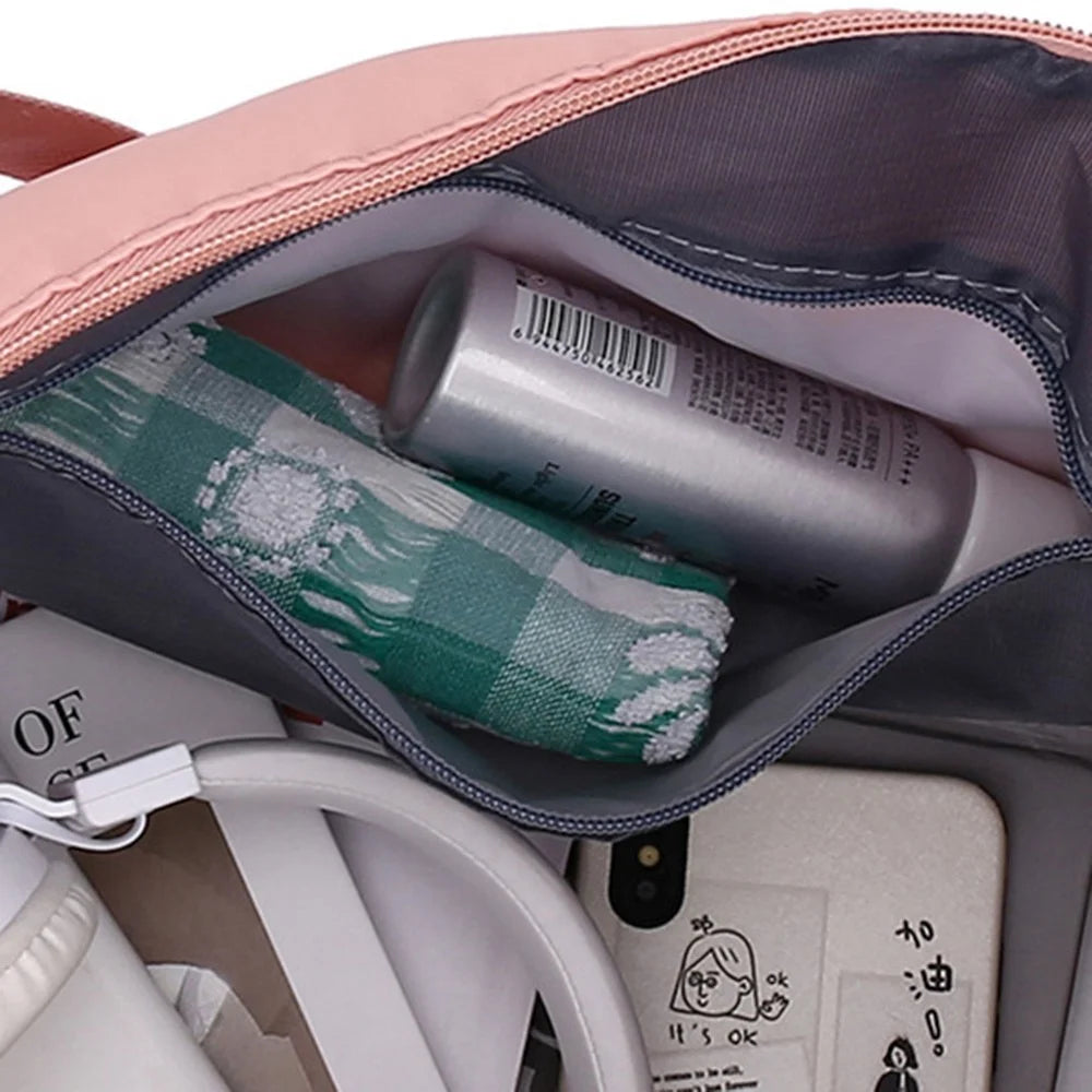 HONGFU Stylish Large Capacity Waterproof Nylon Zipper Tote Bag Expandable Travel Luggage Carrying Bag - Deep Pink - 3