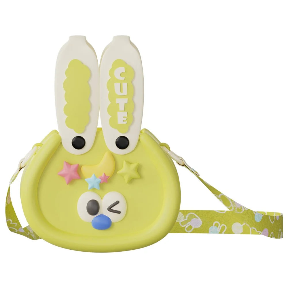 Cute 3D Bunny Kids Shoulder Bag Lightweight EVA + PVC Waterproof Travel Crossbody Bag for Children - Green - 1
