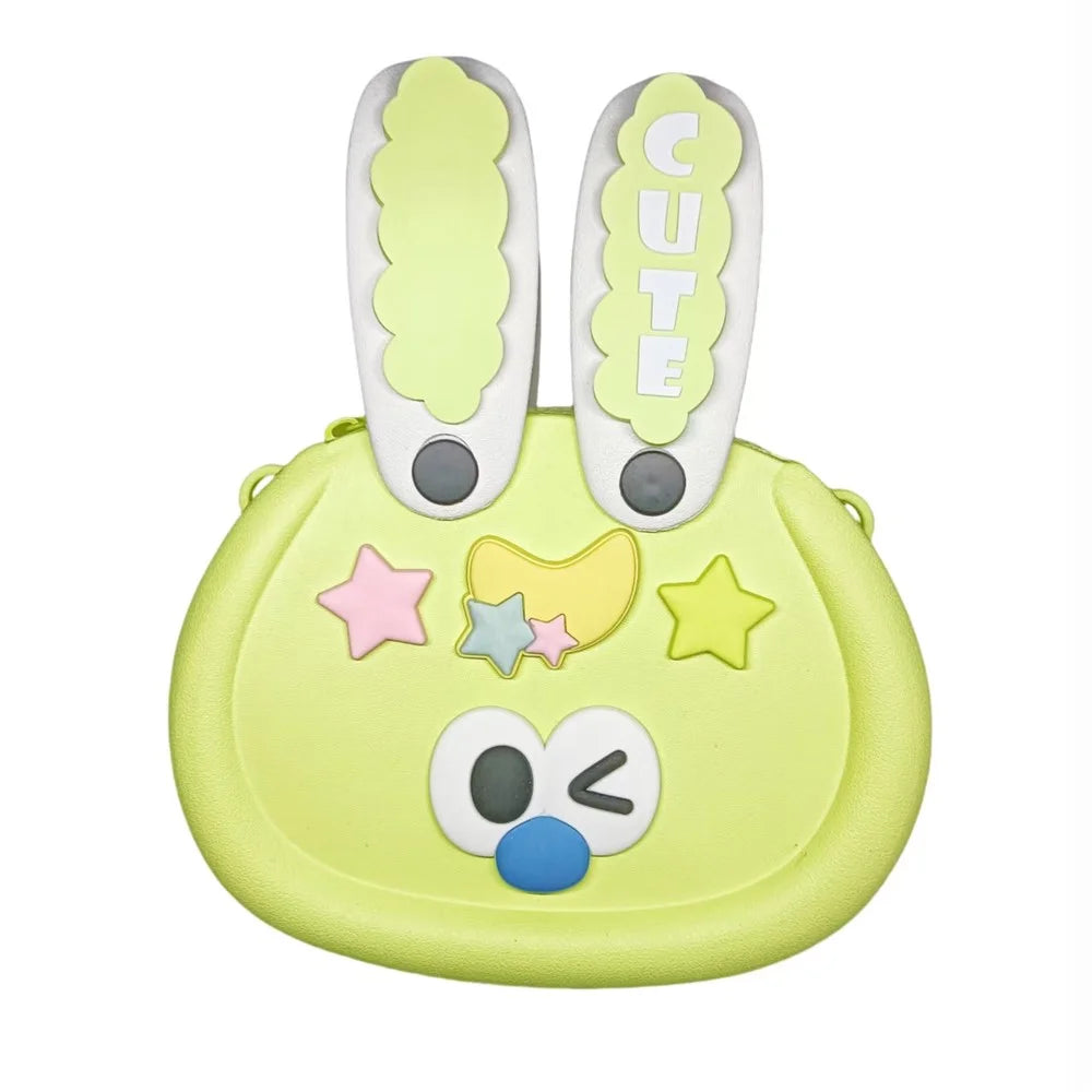 Cute 3D Bunny Kids Shoulder Bag Lightweight EVA + PVC Waterproof Travel Crossbody Bag for Children - Green - 2