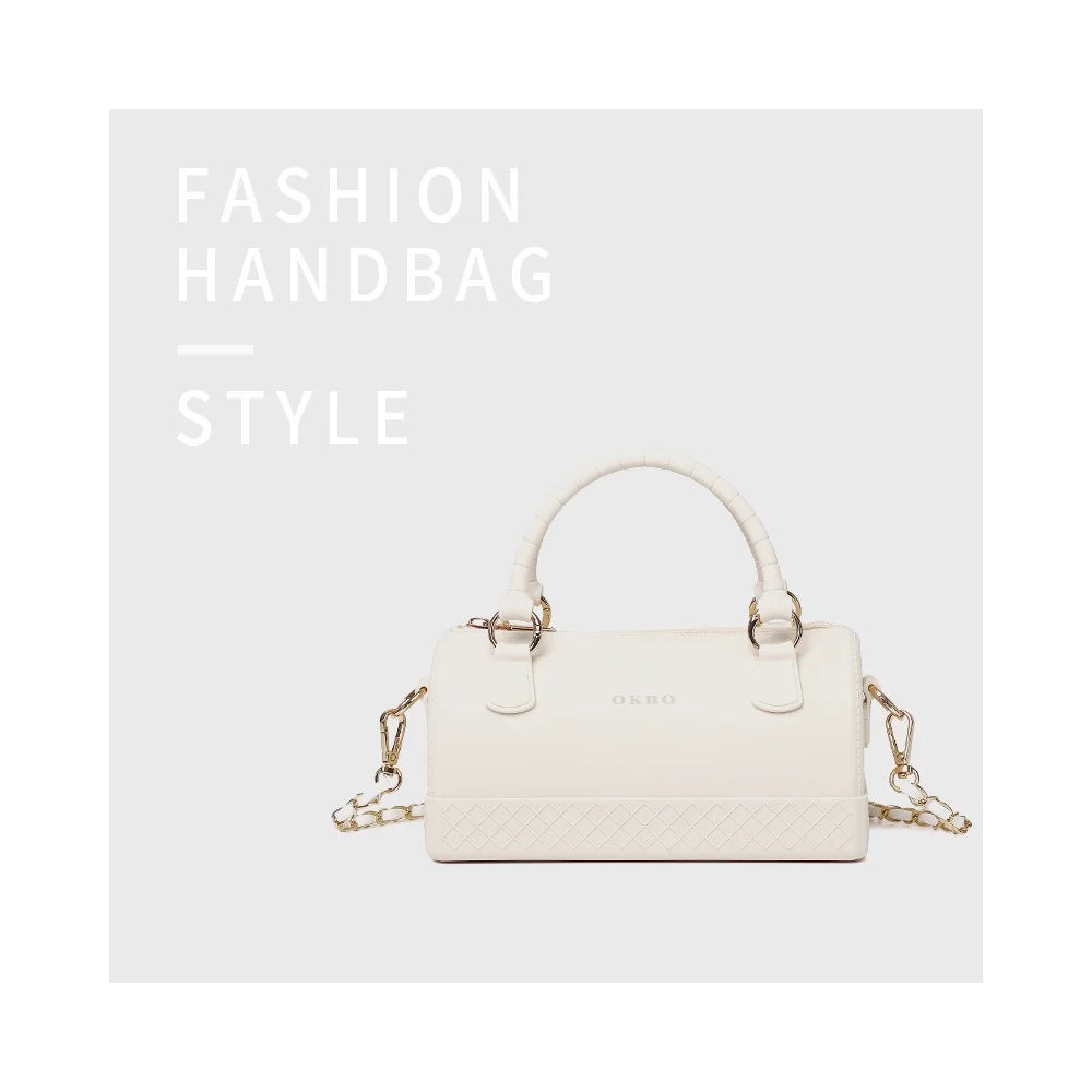 OKRO Silicone Crossbody Bag Waterproof Handbag with Shoulder Chain Strap - Beige - 2