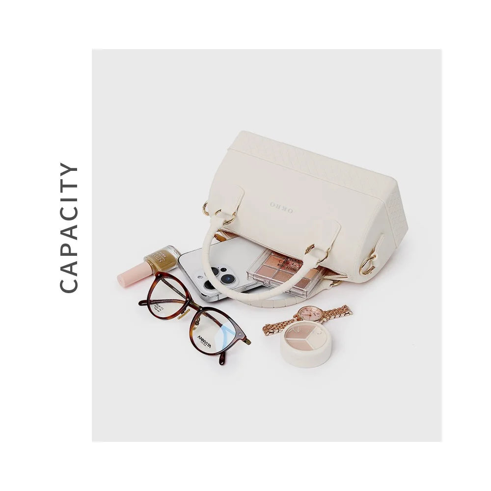 OKRO Silicone Crossbody Bag Waterproof Handbag with Shoulder Chain Strap - Beige - 4
