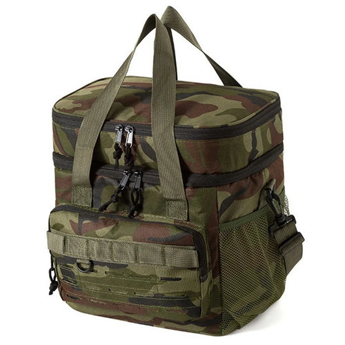 Camouflage Insulated Cooler Bag 19L Large Capacity Outdoor Picnic Tote Thermal Lunch Bag for Camping - Green - 1