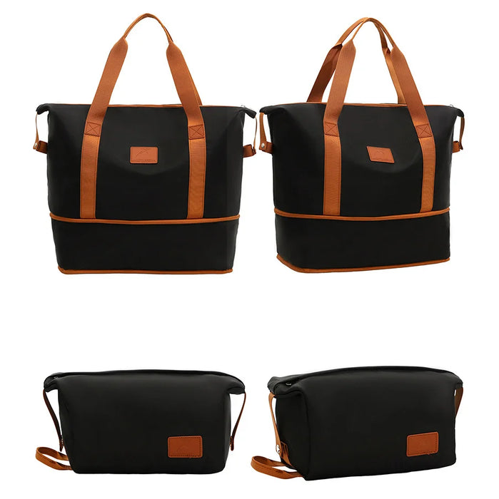 Travel Toiletry Bag Portable Waterproof Canvas Organizer Large Capacity 20-35L Multi-Compartment - Black - 2