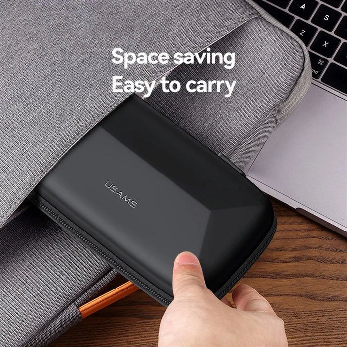 USAMS Jane06 6.7 inch Storage Bag Double Layer Shockproof Zipper Electronic Organizer Travel Case - 7