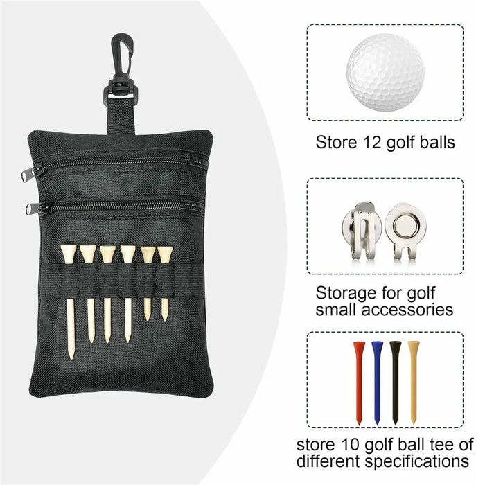 Golf Accessories Organizer Bag Oxford Fabric Waterproof Golf Ball Tee Holder Storage Pouch - 3